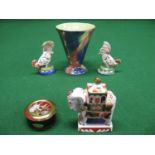 Maling pottery vase together with Royal Worcester Nelson elephant candle snuffer, two pottery