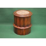 Victorian mahogany cylindrical library step commode having canted sides and pull out step with