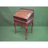 17th/18th century carved clerks desk/bible box having raised gallery above hinged slope opening to