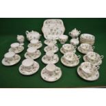 Quantity of Wedgwood Wild Strawberry pattern tea china to comprise: teapot, four coffee cups, five