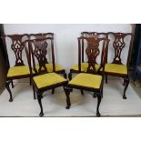 Set of Six Early 20th century Mahogany Dining Chairs in the Chippendale manner with drop-in seats