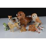 Collection of Nine Beswick Animals including Dachshund 361, Wired Haired Terrier 963, Labrador 1956,