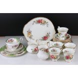 Two Part Paragon Tea Sets including Grandma Roses ( 5 tea cups, 6 saucers, 6 tea plates and sandwich