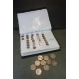 A collection of mainly British pre decimal coins and commemorative crowns to include silver