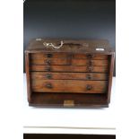 Vintage mahogany portable tool chest, containing seven drawers