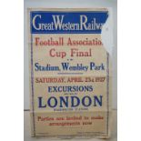 Railway / Football interest - 1920's Original Great Western Railway Travel Poster for Football
