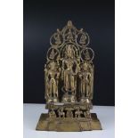 Chinese Gilt Bronze Temple Group of Three Deities, 28cms high