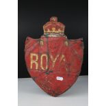 Antique ' Royal ' Metal Fire Insurance Plaque in the form of a Shield with a Crown, 30cms high