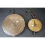 Two vintage hanging Salter scales