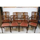 Edwardian Rosewood Salon Suite comprising a two seater settee, two carver chairs and four side