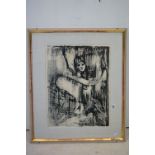 Sidney Nolan (1917-1992), Signed Black and White Lithograph titled ' Leda & the Swan IV' limited