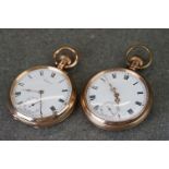Two early 20th century top winding pocket watches with gold plated cases to include a Waltham