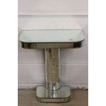 Art Deco Mirrored Console Table with mirrored panels to the edges and column support, 56cms long x