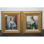 Pair of Prints depicting to 16th century Ladies of the Court of Francis the 1st of France, 16cms x