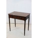 Small mahogany Georgian side table with drawer & key on slender turned legs