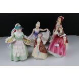 Six Royal Doulton Figurines including The Paisley Shawl HN1392, Paisley Shawl HN1988, Nuelle HN2179,