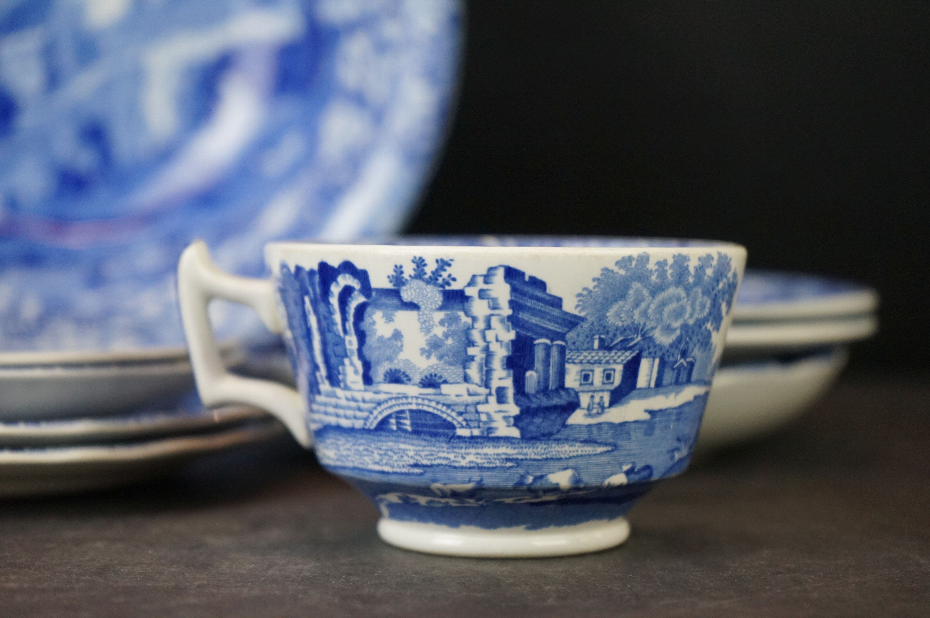 Collection of Spode Italian Blue and Ceramics including Bowl, Two Cups and Saucers, Two Tea Plates - Image 2 of 9