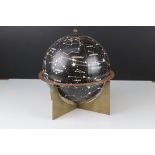 Tin celestial globe on brass stand