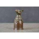 Bronze stirrup cup with rat or mouse base