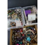 A large collection of mainly contemporary costume jewellery contained within three boxes.