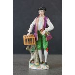 19th century Small Chelsea Porcelain Figure with gold anchor mark to base, 11.5cms high