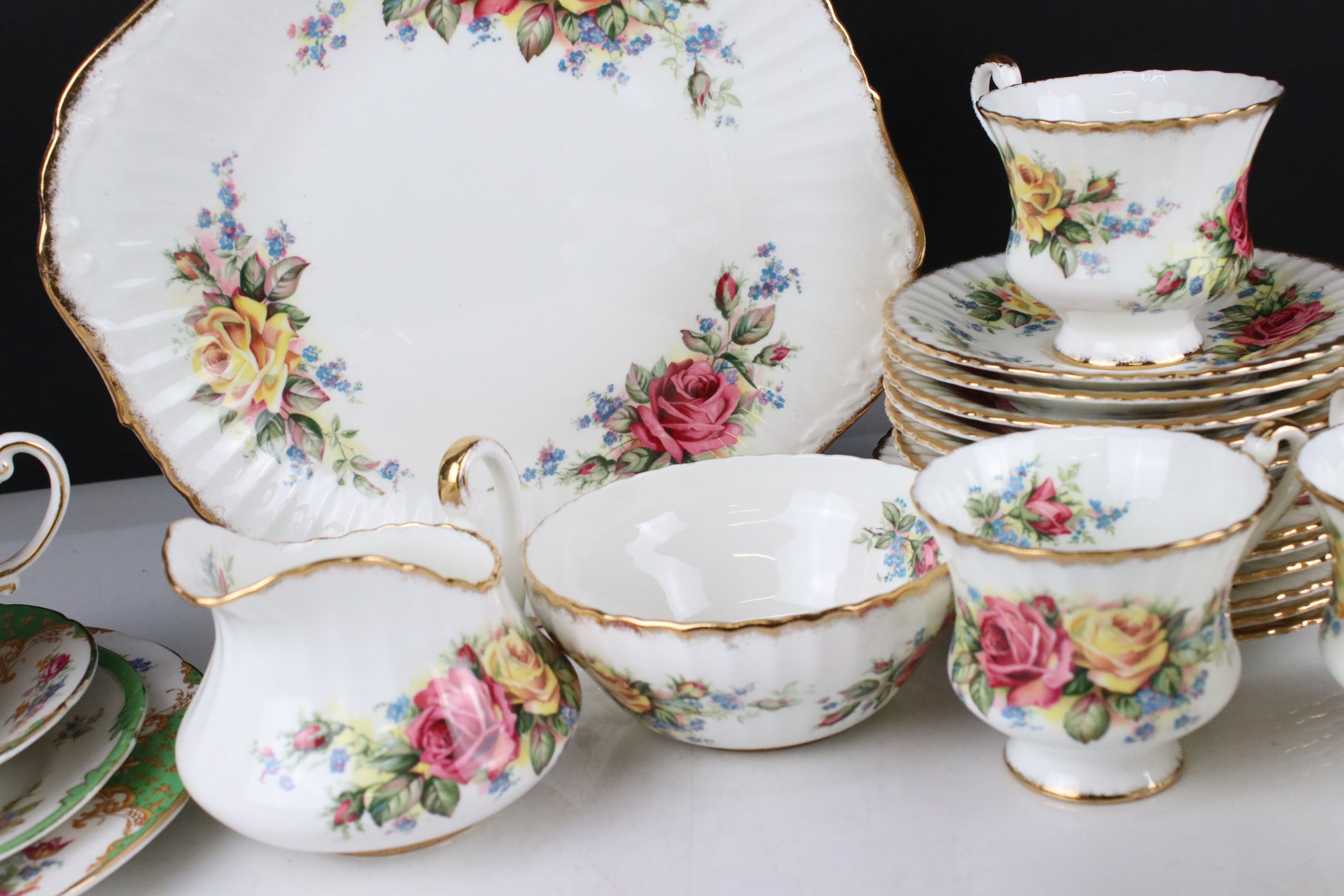 Two Part Paragon Tea Sets including Grandma Roses ( 5 tea cups, 6 saucers, 6 tea plates and sandwich - Image 6 of 8