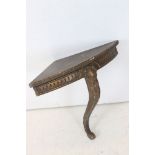 Carved Giltwood Corner Console Table with single carved cabriole leg (wall mounted), 53cms wide x