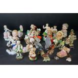 18th century style Chelsea Cherub Figure (a/f) together with Seven further Porcelain Figures, Two