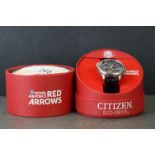 A boxed Royal Air Force Red Arrows Citizen Eco Drive gents wristwatch.