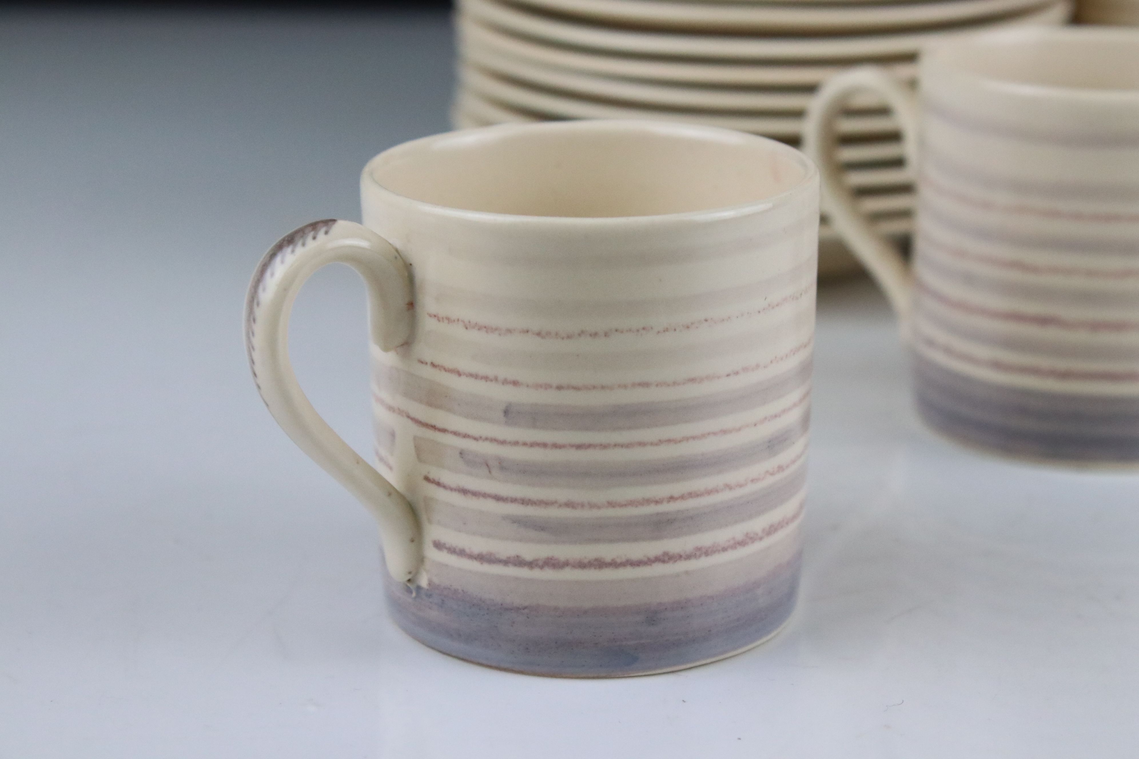 Susie Cooper part Coffee Set decorated with bands on a brown ground comprising Coffee Pot, 8 - Bild 2 aus 12