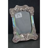 Silver and enamel easel back picture frame