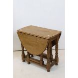 Small vintage light oak gateleg table