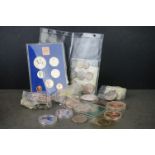 A mixed collection of coins to include united states dollars and commemorative proof coins.