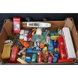 Tray of Playworn Diecast Vehicles and other Toys including Corgi, Dinky, Matchbox, etc