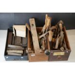 Collection of Old Hand Tools, mostly with Wooden Handles including Saws and Chiesels, Stanley Bailey
