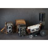 Cameras - Rolleiflex TLR Camera with case (case a/f), Halina AI Twin Lens Camera with partial