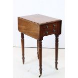 19th century Mahogany Drop Flap Work Table with two drawers to end and two faux drawers to the