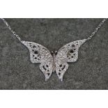 Silver & CZ butterfly necklace