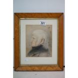 Early to Mid 19th century Watercolour Portrait of a Man signed W C Steer, 15cms x 19cms, maple