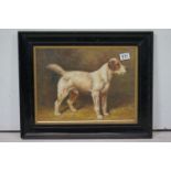 Framed oil painting study of a terrier dog