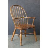 Hand Crafted Miniature / Apprentice / Doll's Wooden Windsor Comb Back Elbow Chair with crinoline