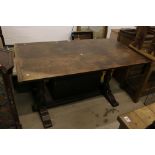 G T Rackshaw of Worcester 17th century style Refectory Table, the plank top with pleated ends,