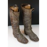 A pair of vintage military officers brown leather field boots.