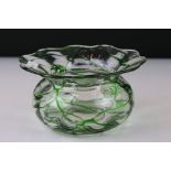Stuart & Sons Stourbridge, an Art Nouveau clear blown glass bowl with green glass threading