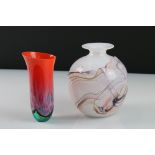 Anthony Stern (1944 - ), Hand Blown Swirled Glass Vase, signed to base, 15cms high together with