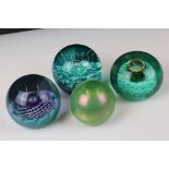 Four Glass Paperweights including Caithness ' Aquamarina ', limited edition 1319/2092 by Philip