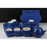 Moorcroft ' Powder Blue ' Part Tea Set designed by William Morris for Liberty, comprising Teapot,