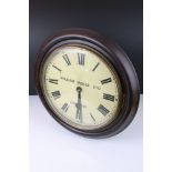 Victorian style Wooden Cased Circular Wall Clock, the dial with Roman numerals and marked '