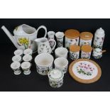 A large collection of Portmeirion Botanical Garden pottery to include egg cups, storage jars,