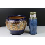 Royal Doulton Stoneware Vase, 23cms high together with Royal Doulton Stoneware Jardiniere, impressed